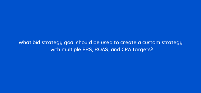 what bid strategy goal should be used to create a custom strategy with multiple ers roas and cpa targets 10231