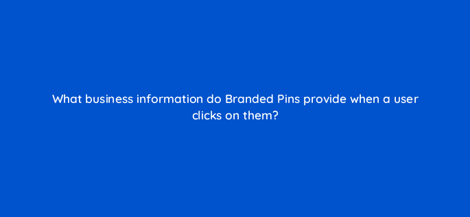 what business information do branded pins provide when a user clicks on them 10640