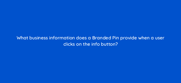 what business information does a branded pin provide when a user clicks on the info button 22672