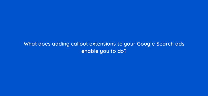 what does adding callout extensions to your google search ads enable you to do 21404