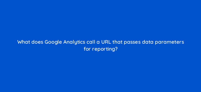 what does google analytics call a url that passes data parameters for reporting 7915