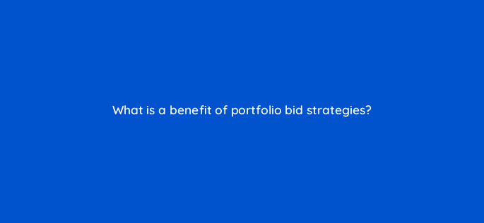 what is a benefit of portfolio bid strategies 15914