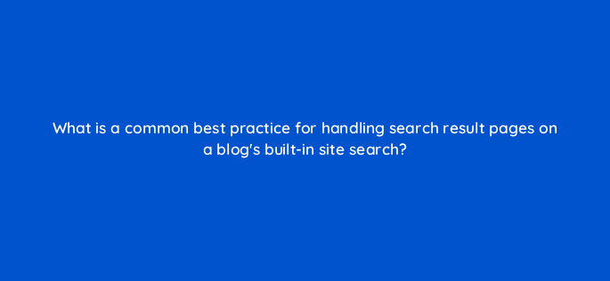 what is a common best practice for handling search result pages on a blogs built in site search 48789