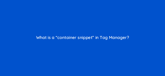what is a container snippet in tag manager 13580