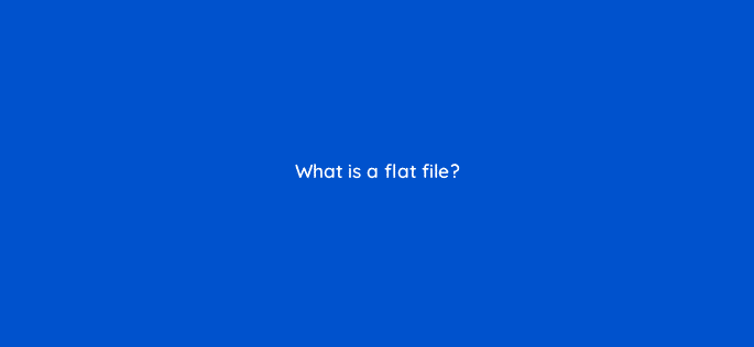 what is a flat file 110653