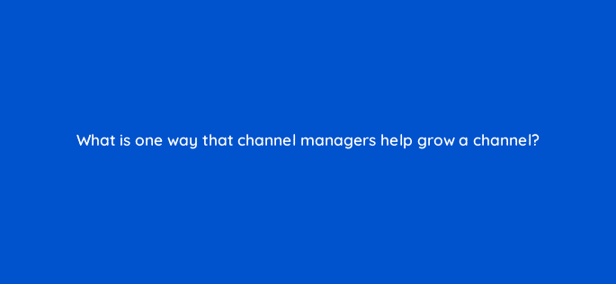 what is one way that channel managers help grow a channel 8431