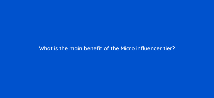 what is the main benefit of the micro influencer tier 126893 2