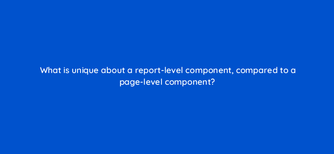what is unique about a report level component compared to a page level component 13545