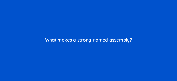 what makes a strong named assembly 76440