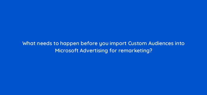 what needs to happen before you import custom audiences into microsoft advertising for remarketing 29552