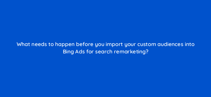 what needs to happen before you import your custom audiences into bing ads for search remarketing 2947
