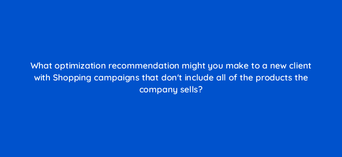 what optimization recommendation might you make to a new client with shopping campaigns that dont include all of the products the company sells 2330