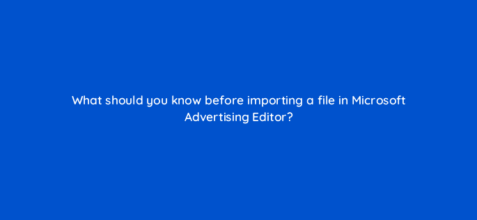 what should you know before importing a file in microsoft advertising editor 80412