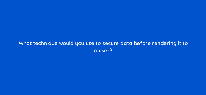 what technique would you use to secure data before rendering it to a user 48648