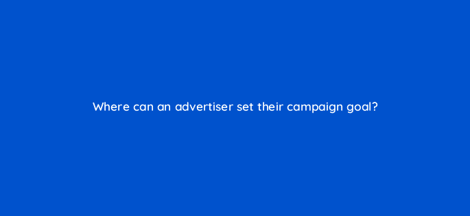 where can an advertiser set their campaign goal 10041