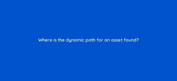where is the dynamic path for an asset found 9871