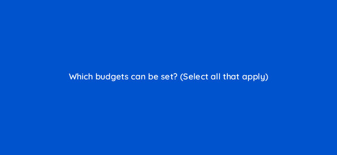 which budgets can be set select all that apply 98640