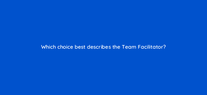 which choice best describes the team facilitator 76636