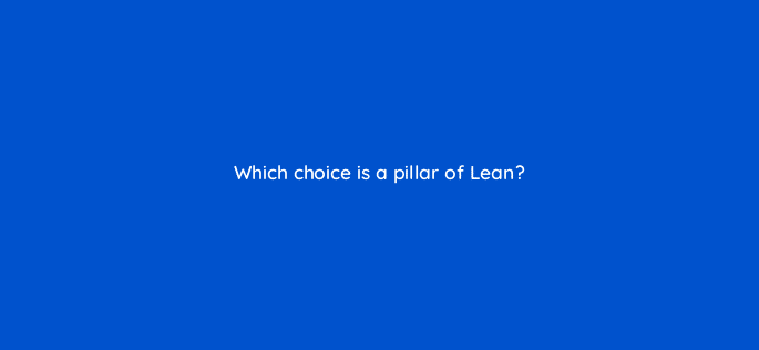 which choice is a pillar of lean 76652