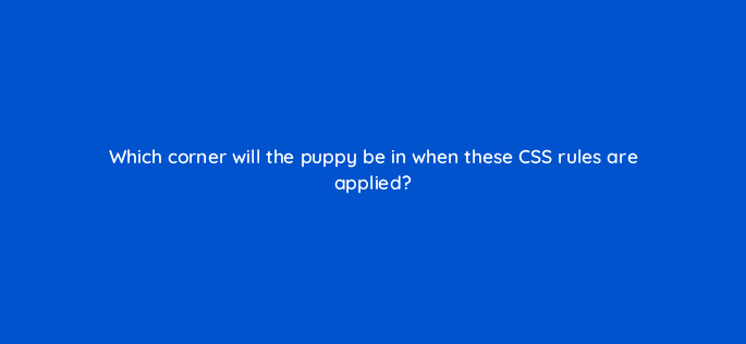 which corner will the puppy be in when these css rules are applied 77109
