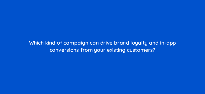 which kind of campaign can drive brand loyalty and in app conversions from your existing customers 115166