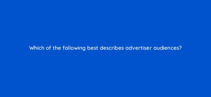 which of the following best describes advertiser audiences 96640