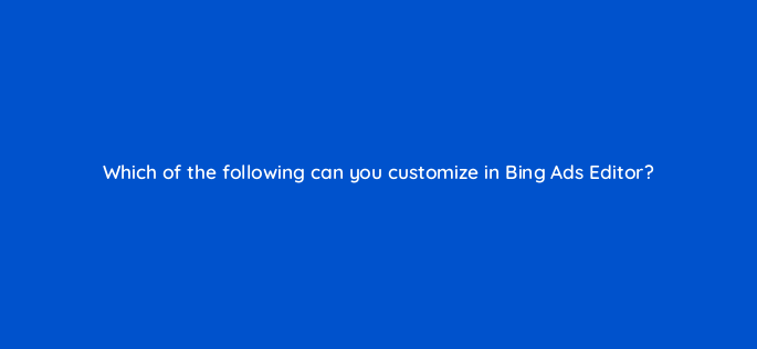 which of the following can you customize in bing ads editor 2924