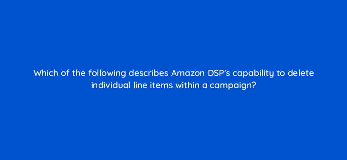 which of the following describes amazon dsps capability to delete individual line items within a campaign 117582