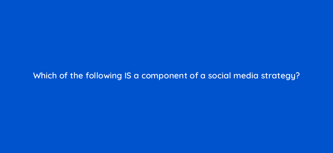 which of the following is a component of a social media strategy 16417