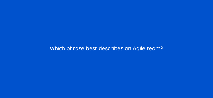 which phrase best describes an agile team 76643