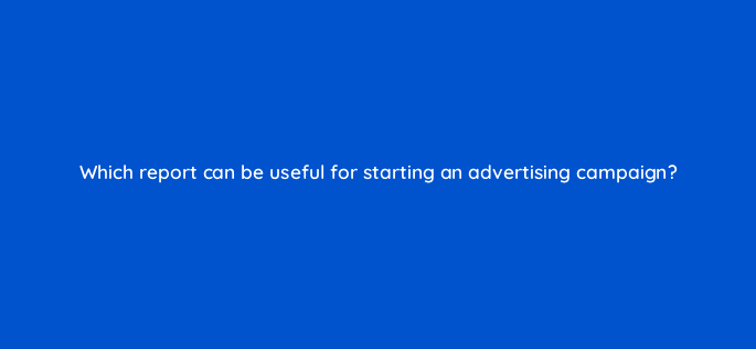 which report can be useful for starting an advertising campaign 489