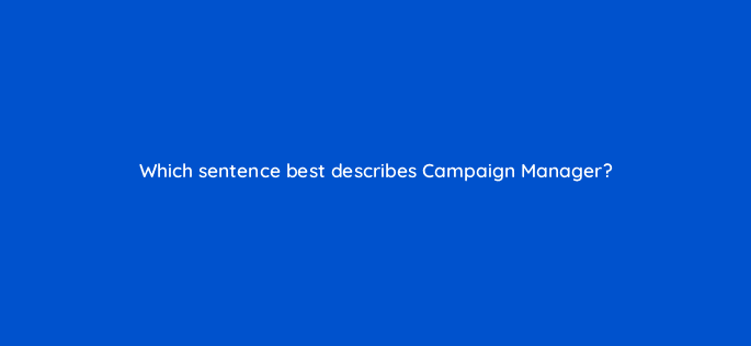 which sentence best describes campaign manager 123649