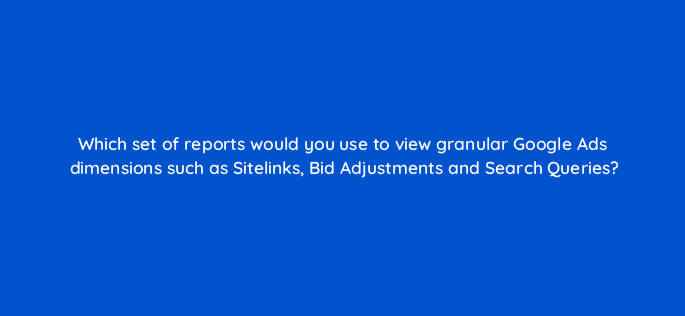 which set of reports would you use to view granular google ads dimensions such as sitelinks bid adjustments and search queries 8072