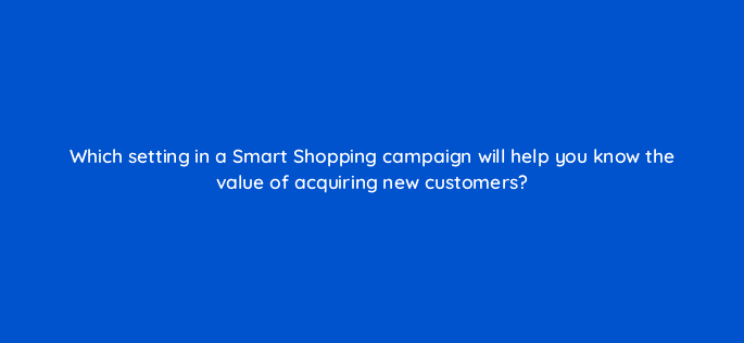 which setting in a smart shopping campaign will help you know the value of acquiring new customers 78574