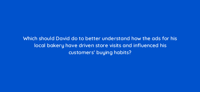 which should david do to better understand how the ads for his local bakery have driven store visits and influenced his customers buying habits 2205