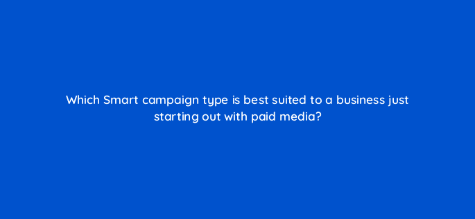 which smart campaign type is best suited to a business just starting out with paid media 110713