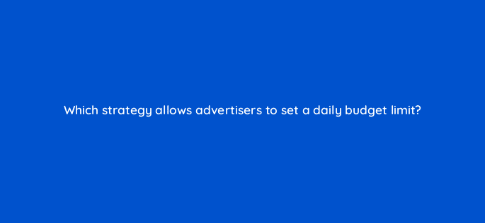 which strategy allows advertisers to set a daily budget limit 12105