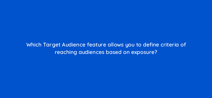 which target audience feature allows you to define criteria of reaching audiences based on
