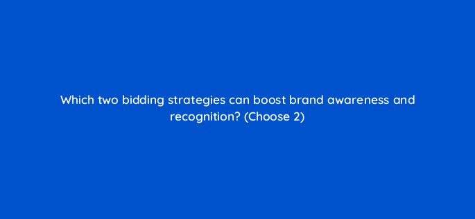 which two bidding strategies can boost brand awareness and recognition choose 2 306