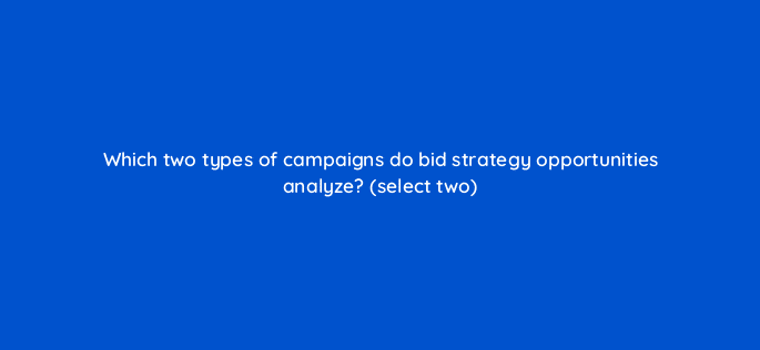 which two types of campaigns do bid strategy opportunities analyze select two 10150