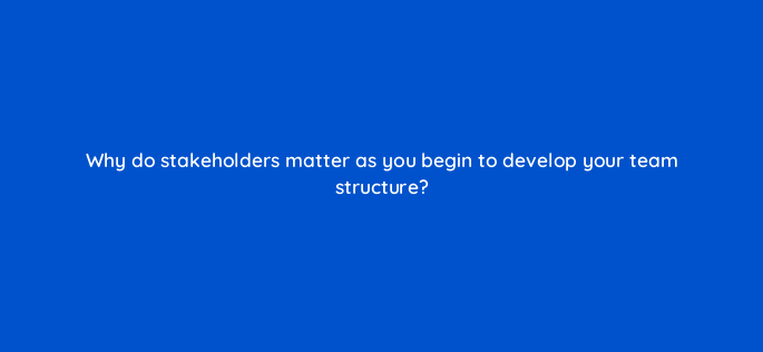 why do stakeholders matter as you begin to develop your team structure 5541