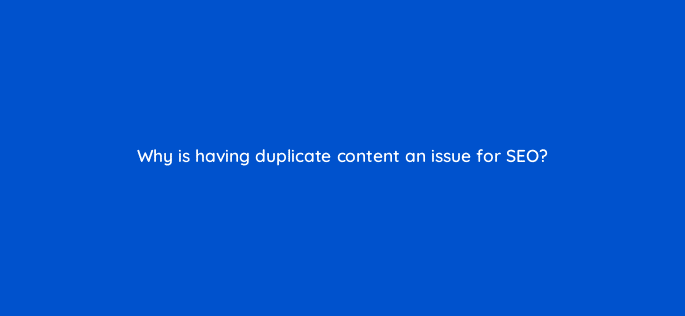 why is having duplicate content an issue for seo 44866