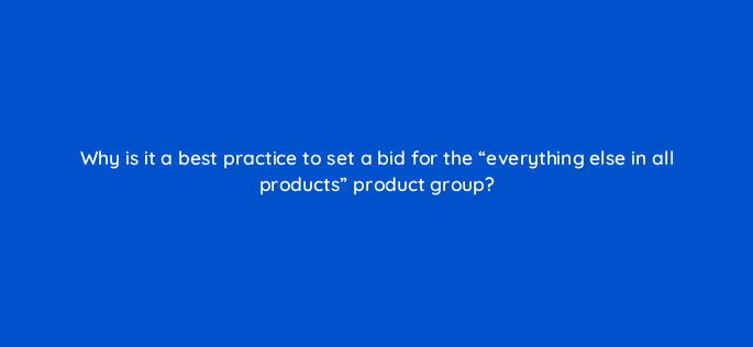 why is it a best practice to set a bid for the everything else in all products product group 2369