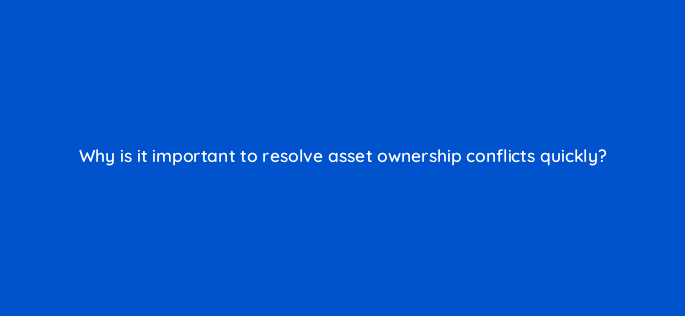 why is it important to resolve asset ownership conflicts quickly 13909