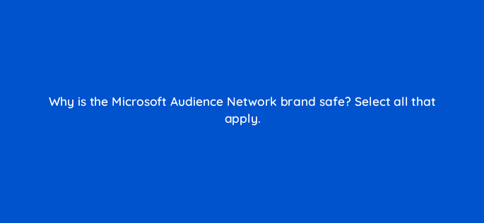 why is the microsoft audience network brand safe select all that apply 80312