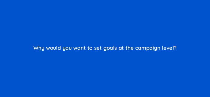 why would you want to set goals at the campaign level 15683
