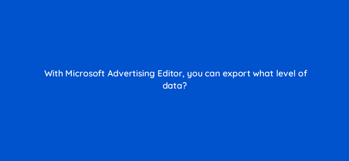with microsoft advertising editor you can export what level of data 29629