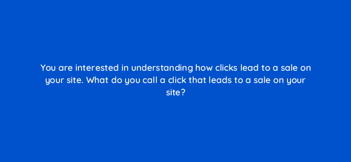 you are interested in understanding how clicks lead to a sale on your site what do you call a click that leads to a sale on your site 1315