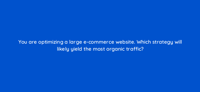 you are optimizing a large e commerce website which strategy will likely yield the most organic traffic 83802