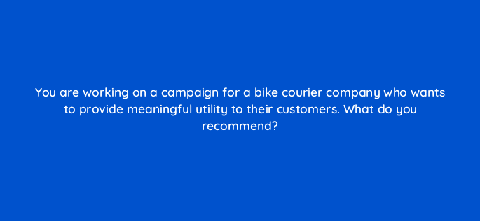 you are working on a campaign for a bike courier company who wants to provide meaningful utility to their customers what do you recommend 13406